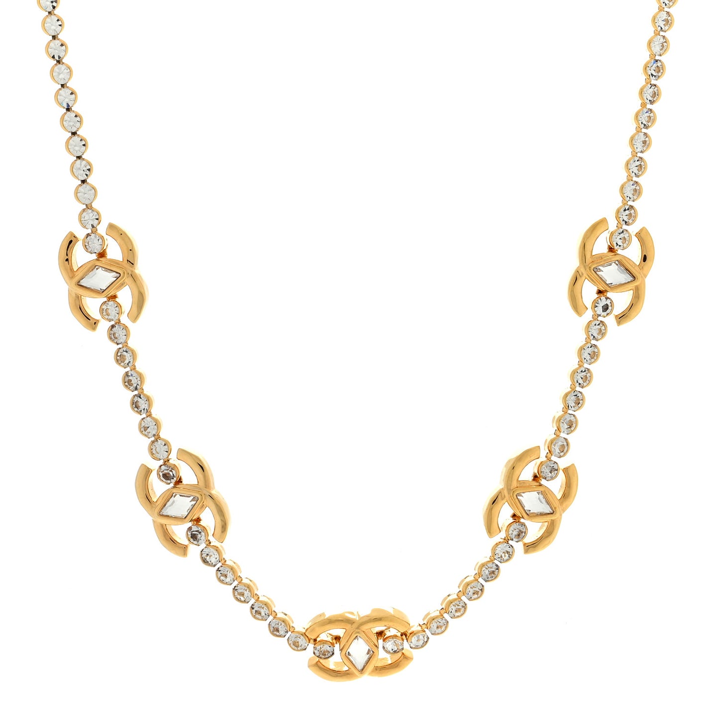 Metal Crystal CC Marquise Choker Gold