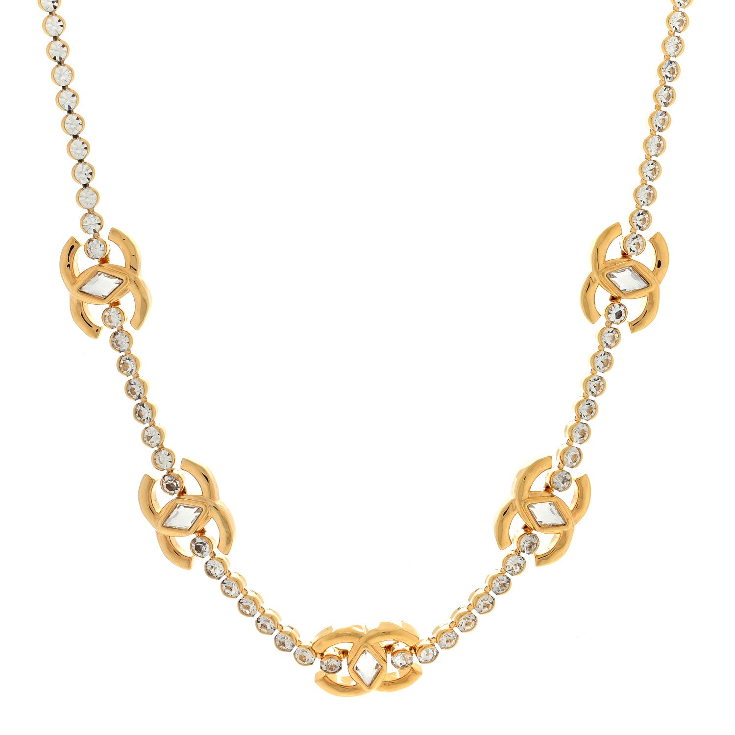 Chanel Metal Crystal CC Marquise Choker Gold 1 of 4