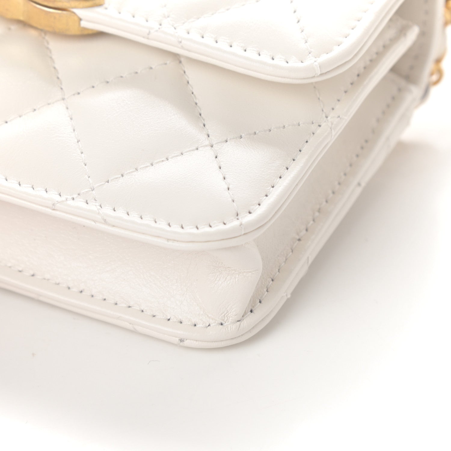 Chanel Calfskin Quilted Perfect Fit Coin Purse With Chain White 10 of 10