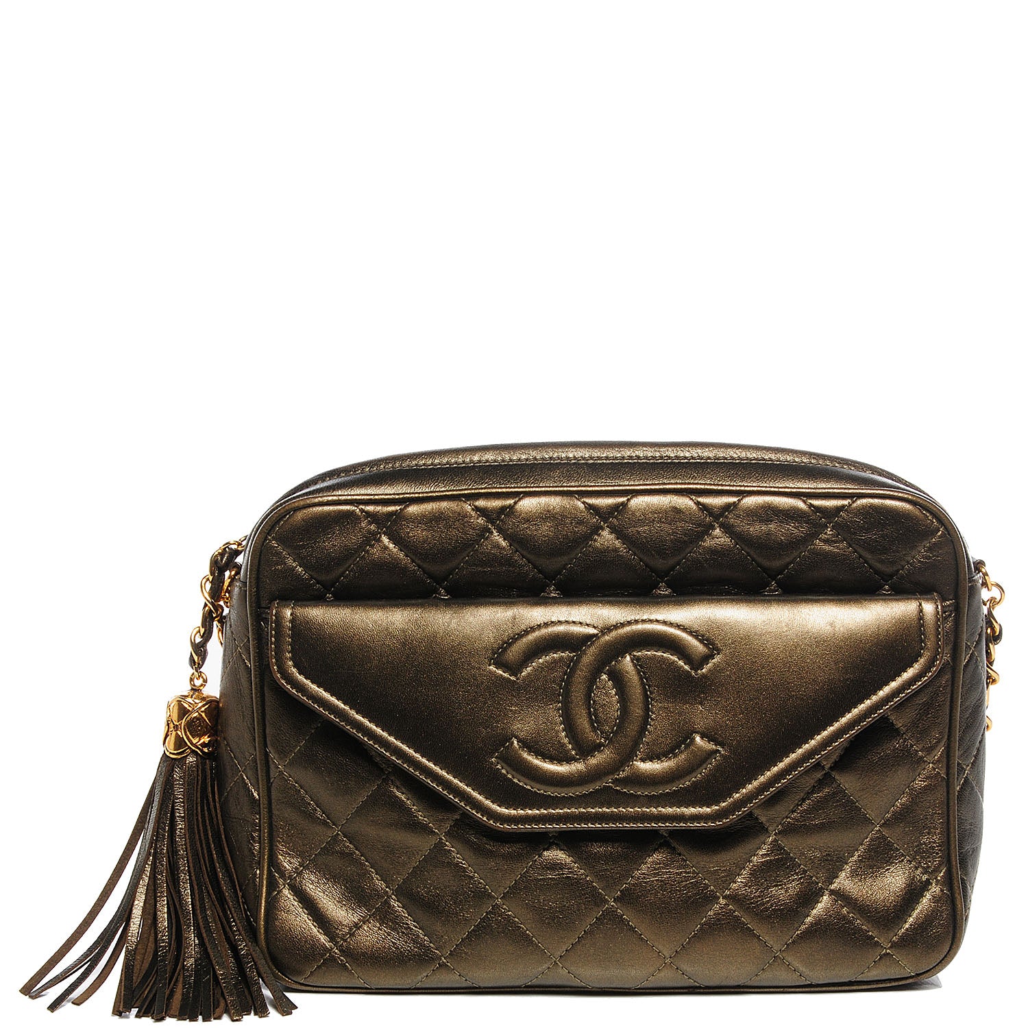 Chanel Lambskin Quilted Tassel Camera Case Bronze 1 of 9