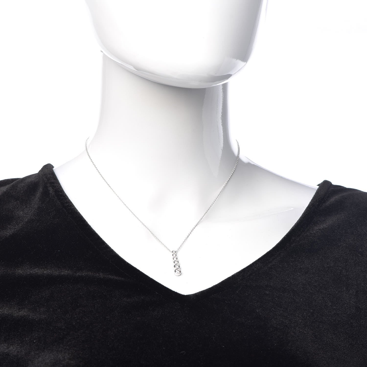 Tiffany Platinum Diamond Jazz Graduated Drop Pendant Necklace 2 of 7