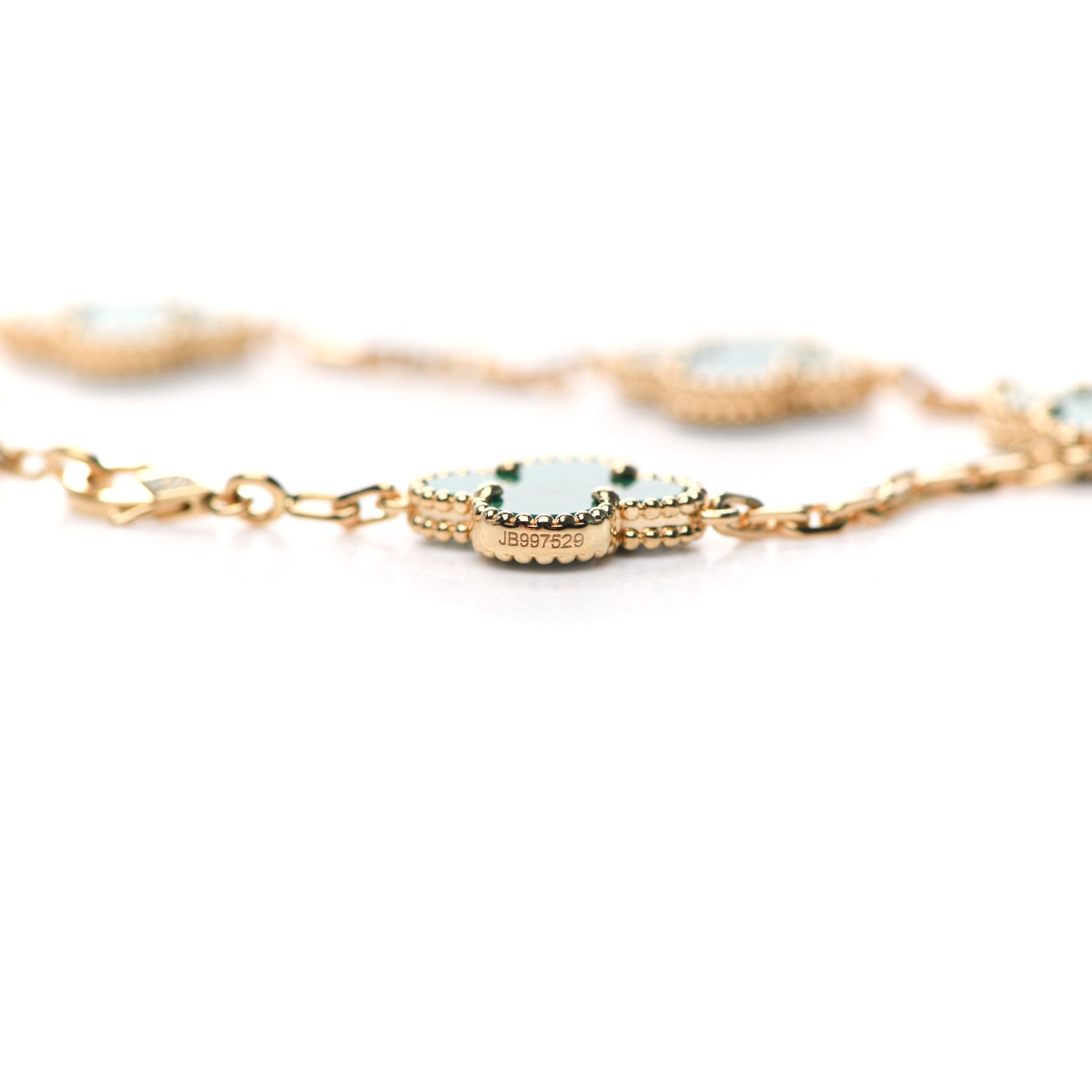 Van Cleef & Arpels 18K Yellow Gold Malachite 5 Motifs Vintage Alhambra Bracelet 4 of 6