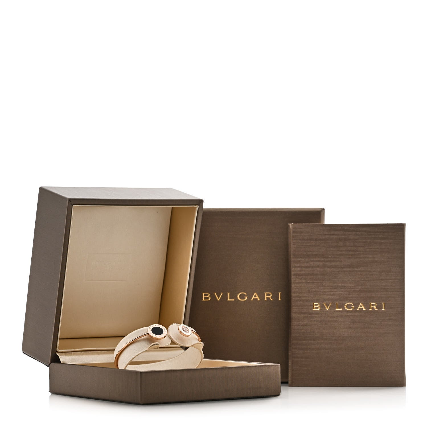 Bulgari 18K Rose Gold Diamond Onyx BVLGARI BVLGARI Cuff Bracelet M 4 of 4