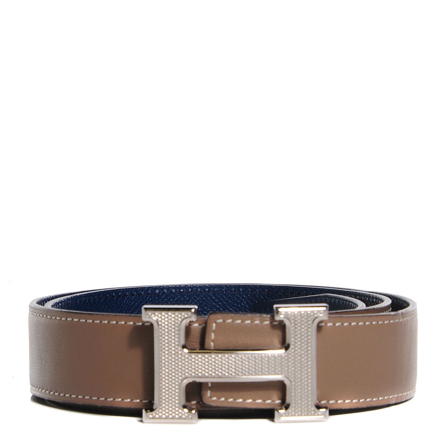 Swift Epsom Guilloche 32mm H Belt 80 Etoupe Bleu De Malte