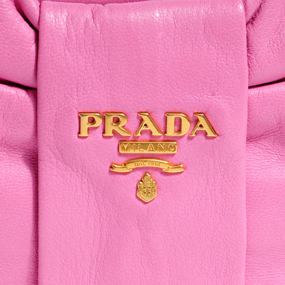 Prada Nappa Fiocco Bow Crossbody Clutch Pink Black 8 of 9