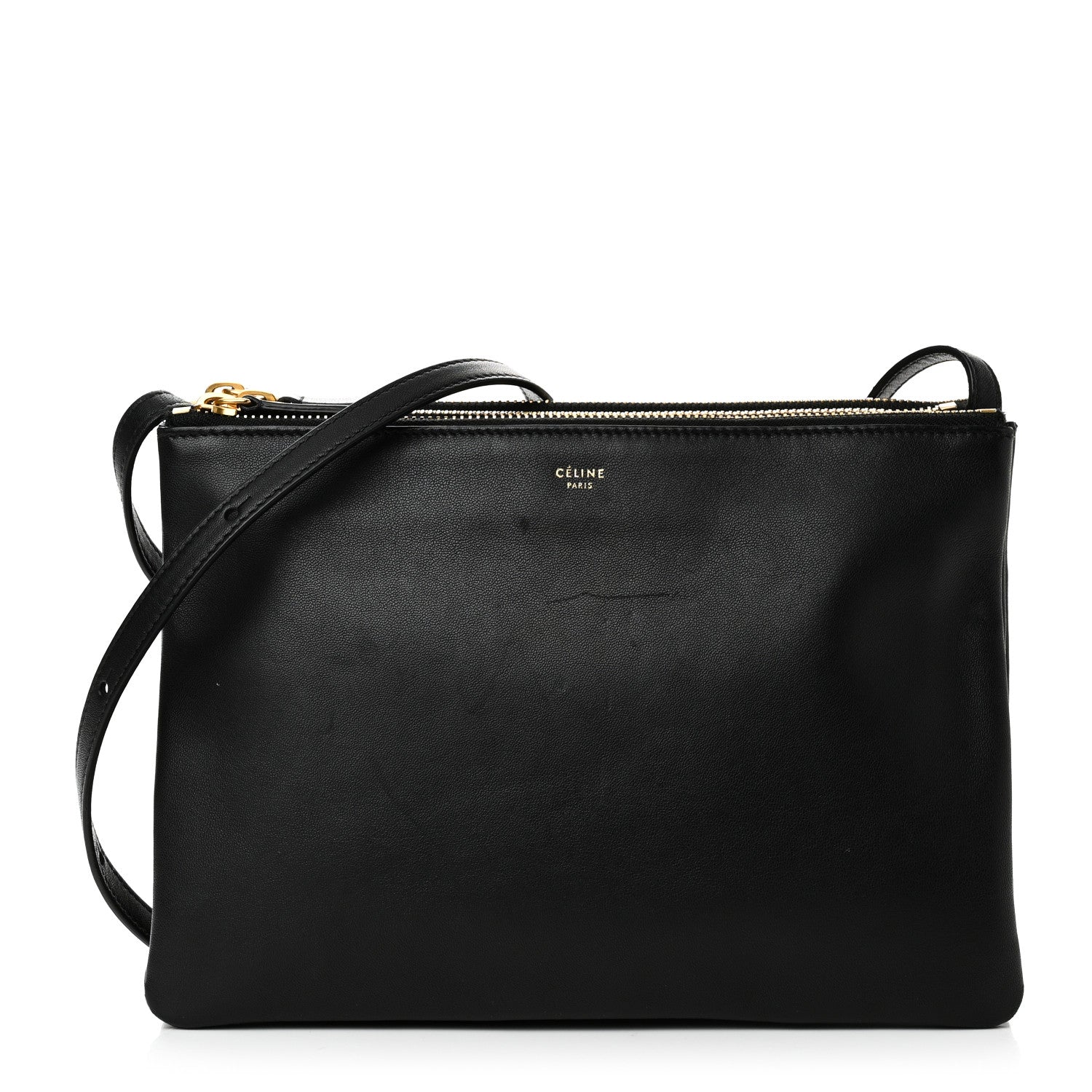 Celine Lambskin Large Trio Crossbody Bag Black 1 of 10