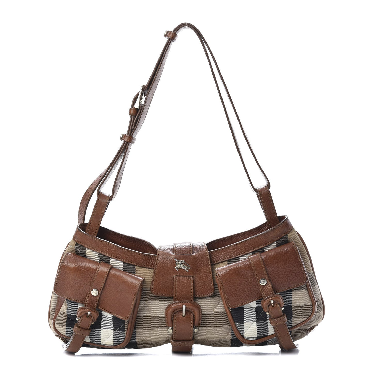 House Check Buckle Bag Dark Tan