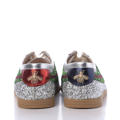 Gucci Glitter Fabric Web Mens Falacer Sneakers 9 Silver 7 of 10