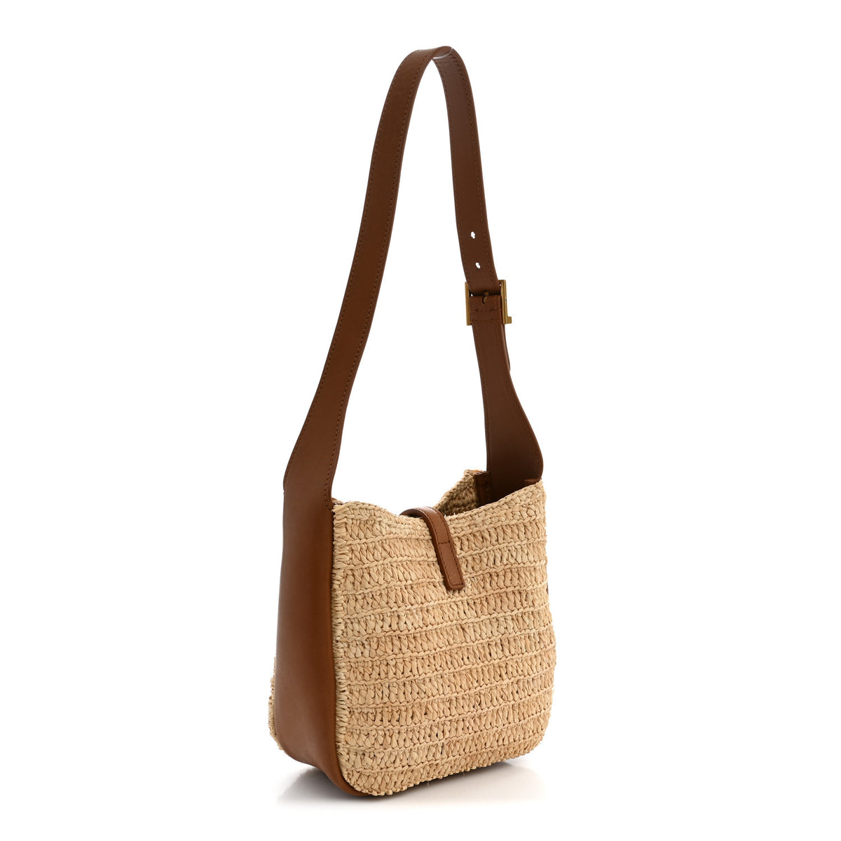 Raffia Calfskin Le 5 A 7 Baby Hobo Natural Brick