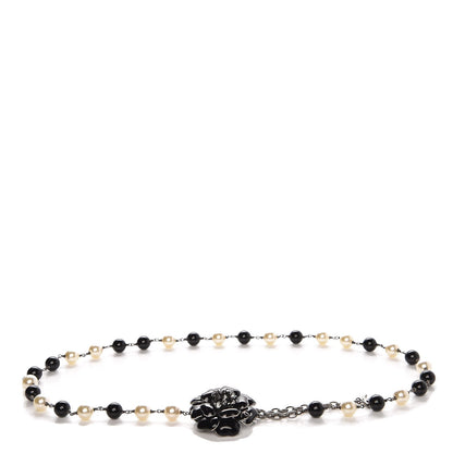 Chanel Pearl Crystal Enamel CC Camellia Belt Black Silver 1 of 4