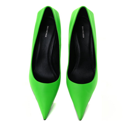 Balenciaga Soft Nappa Square Knife 80mm Pumps 37 Neon Green 4 of 9