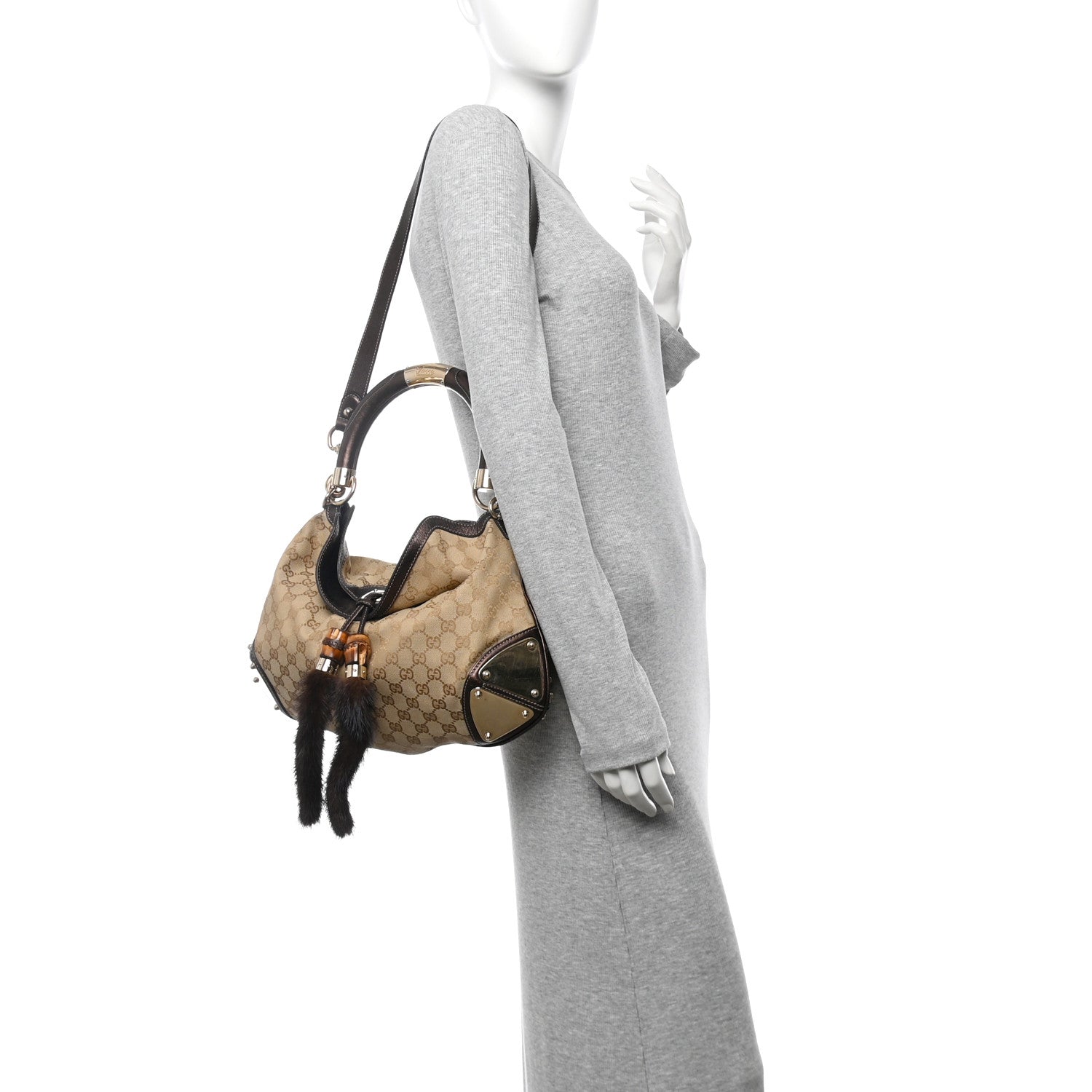 Gucci Monogram Mink Indy Small Top Handle Bag Metallic 2 of 10