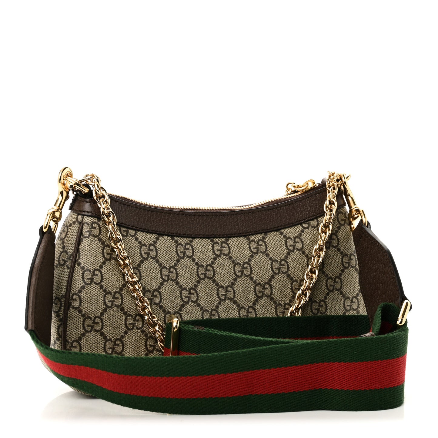 GG Supreme Monogram Textured Dollar Calfskin Web Small Ophidia GG Handbag Beige Ebony New Acero