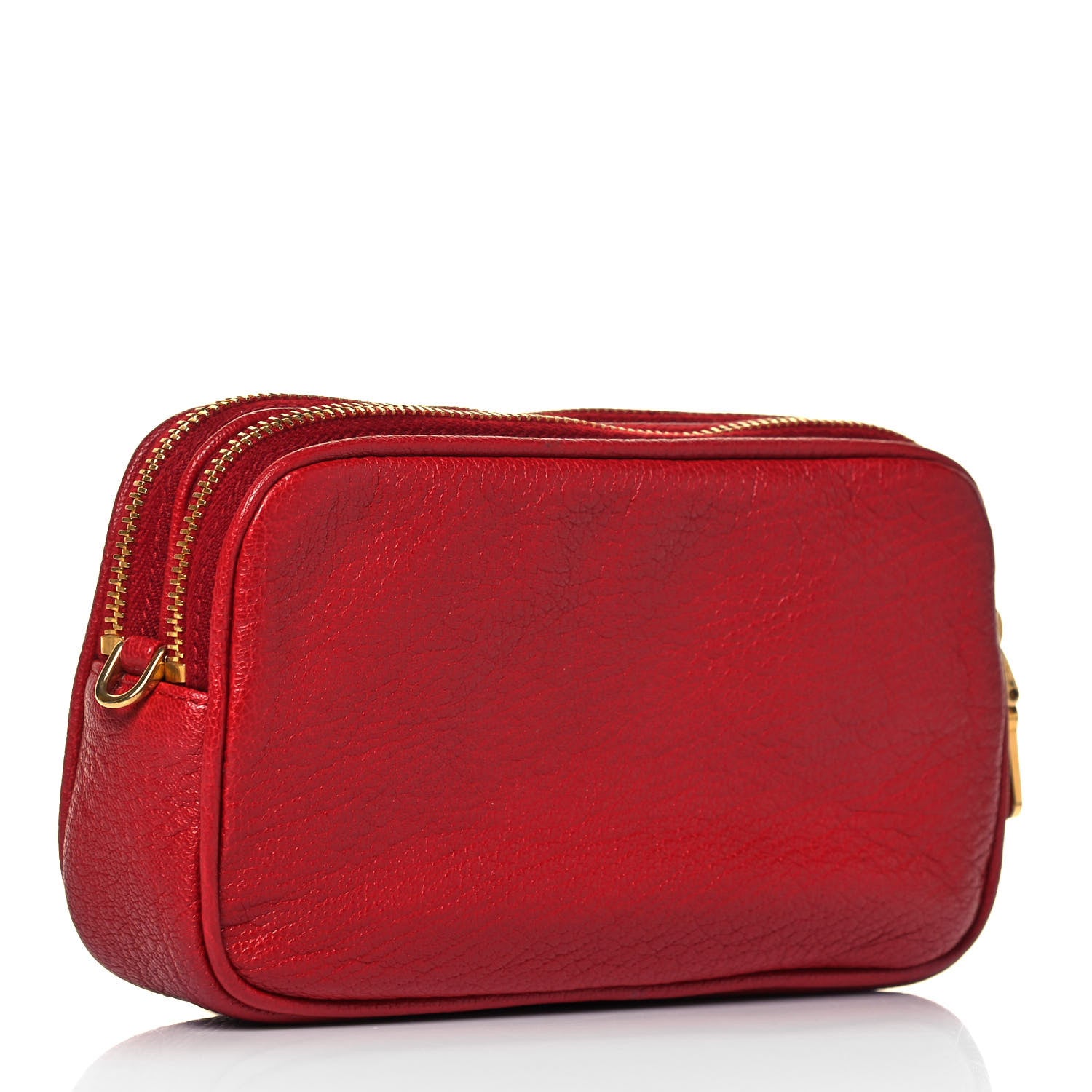 Miu Miu Goatskin Madra Double Zip Wristlet Rosso 2 of 8