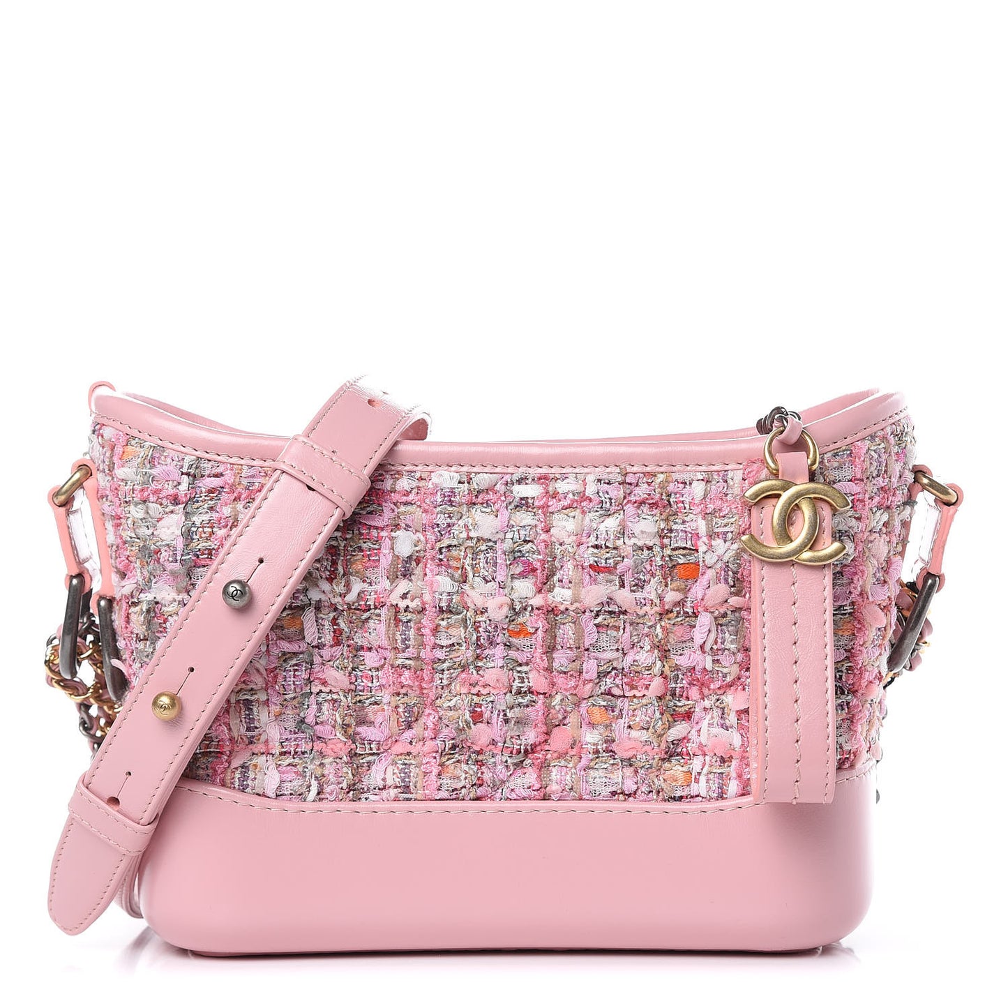 Tweed Calfskin Small Gabrielle Hobo Light Pink