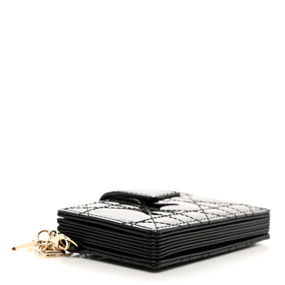 Christian Dior CHRISTIAN DIOR Patent Cannage Lady Dior 5-Gusset Card Holder Black 4 of 9