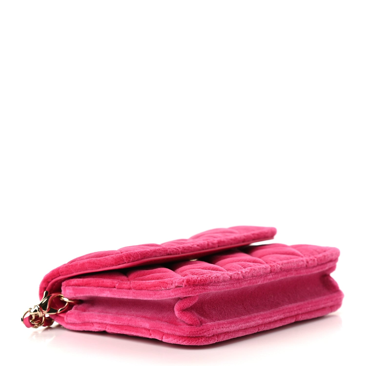 Chanel Velvet Quilted Pearl Crush Flap With Chain Pink 4 of 9