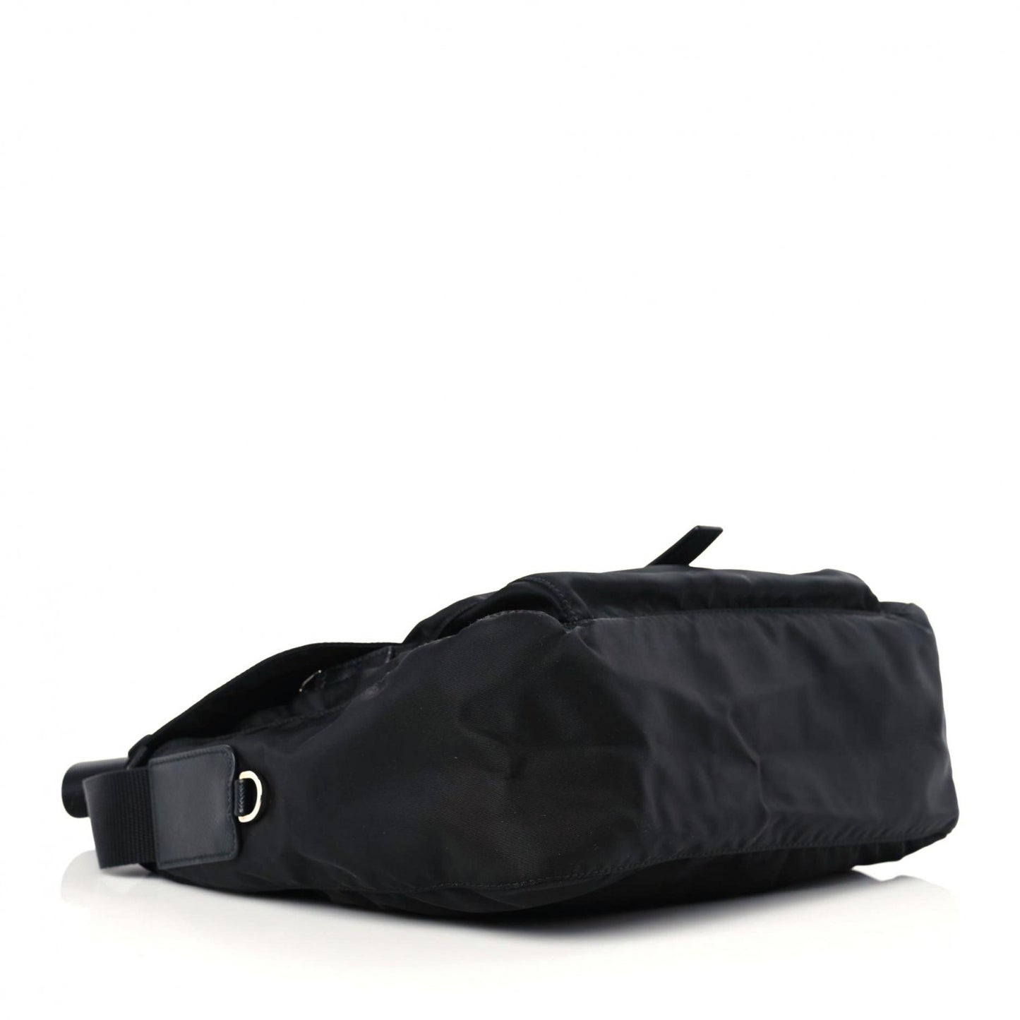 Nylon Vela Saffiano Single Buckle Messenger Shoulder Bag Black