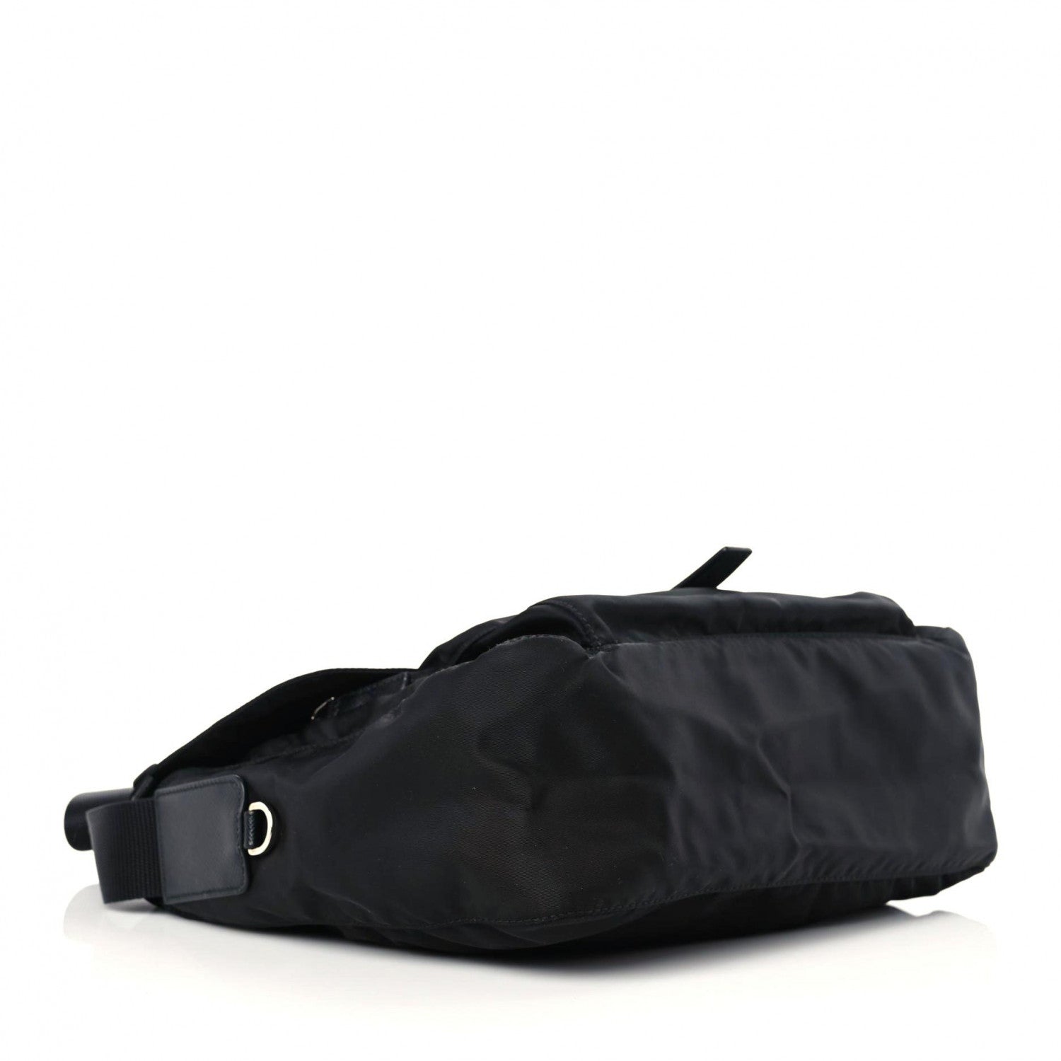 Prada Nylon Vela Saffiano Single Buckle Messenger Shoulder Bag Black 4 of 8