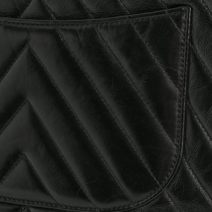 Chanel Calfskin Lizard Chevron Quilted Medium Coco Handle Flap Black 14 of 15
