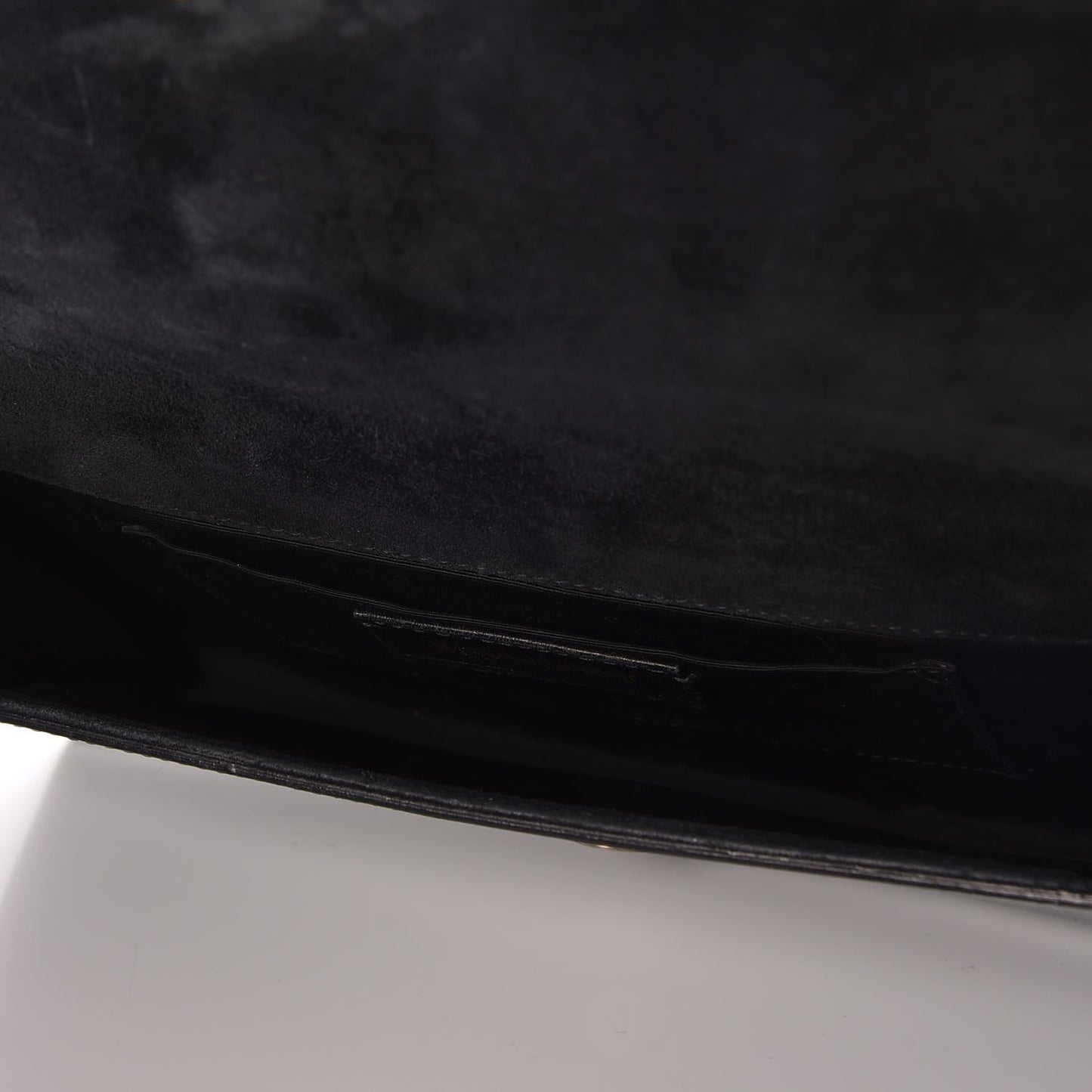 Textured Patent Classic Y Ligne Clutch Black