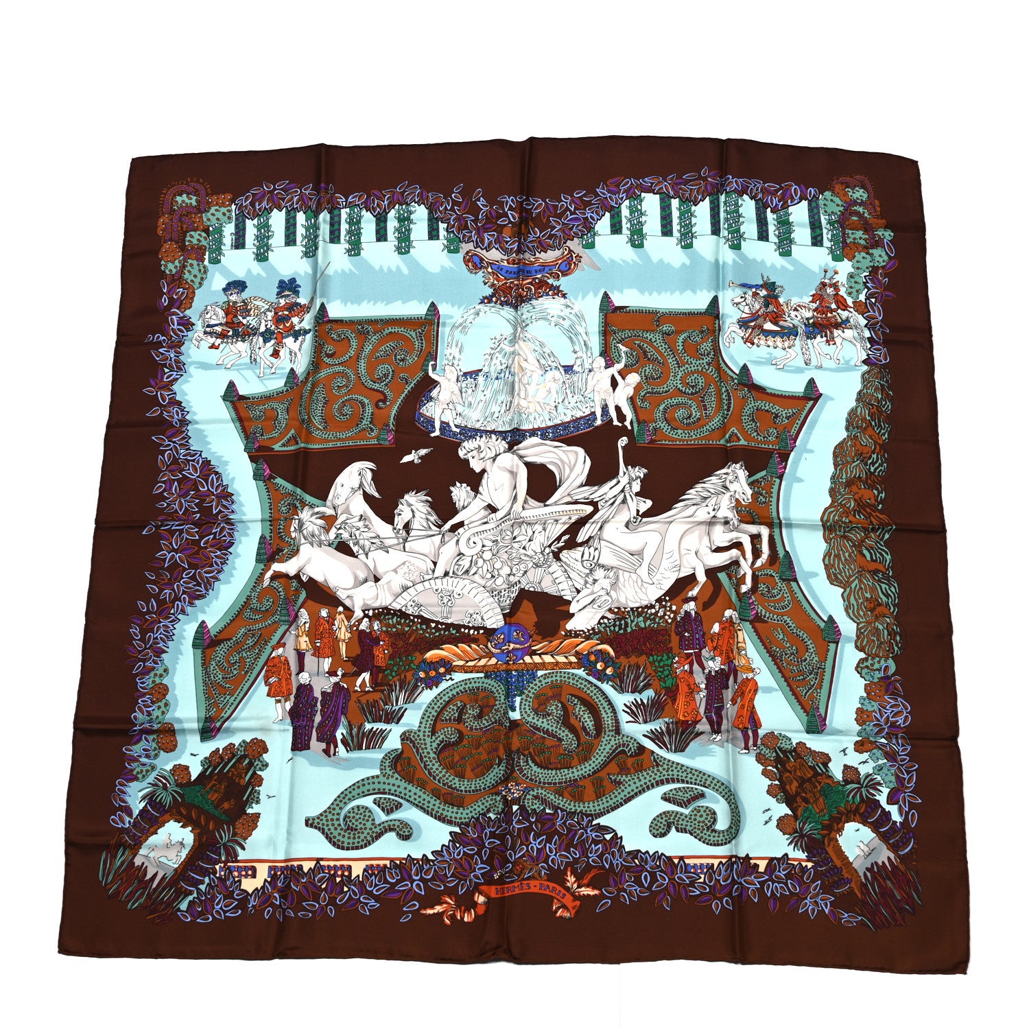 Hermes Silk Le Paradis Du Roy Scarf 90 1 of 7
