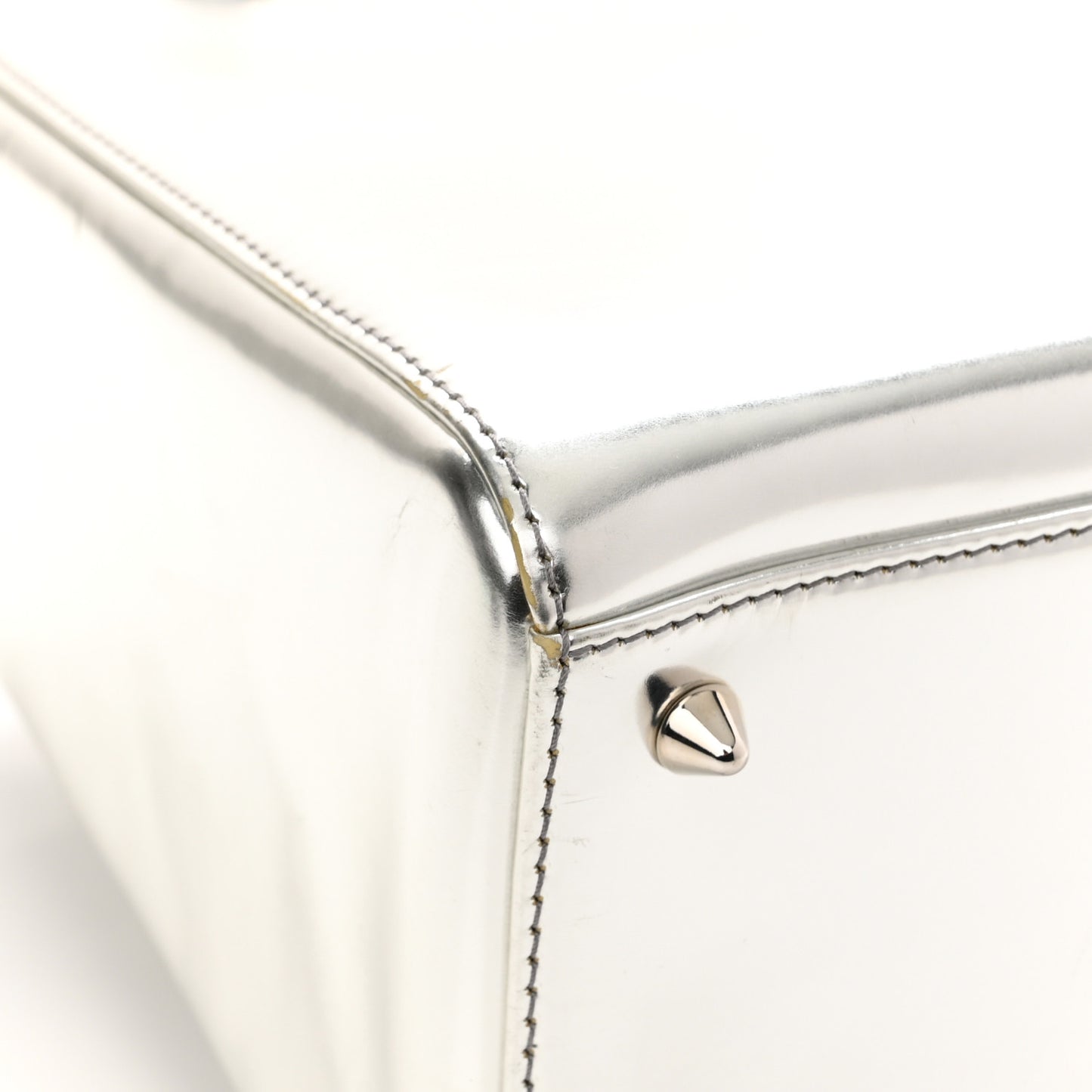 Metallic Patent Calfskin Medium Lady Dior Silver