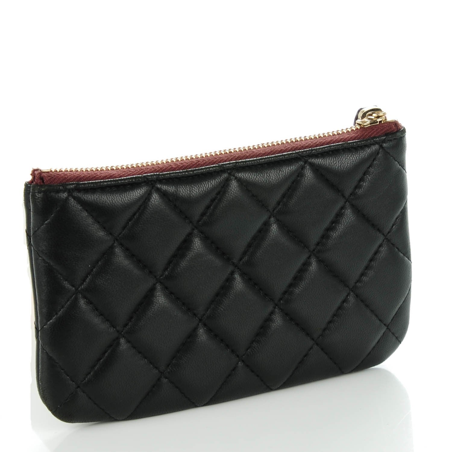 Chanel Lambskin Quilted Coin Purse Case Black 3 of 7
