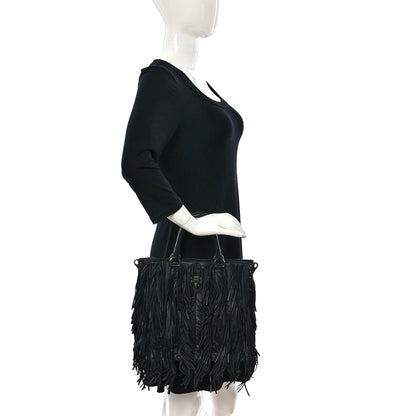 Prada Nappa Fringe Tote Black 2 of 10