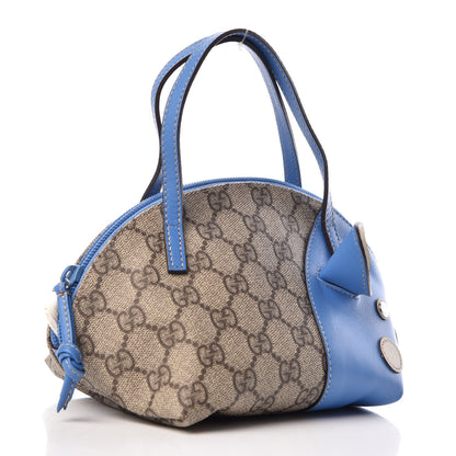 Gucci GG Supreme Monogram Children's Zoo Pig Bag Blue 5 of 12