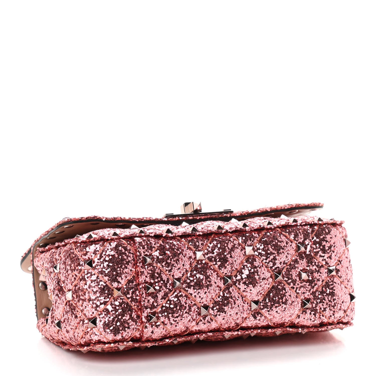 Valentino Garavani Glitter Mini Rockstud Spike Shoulder Bag Antique Pink 4 of 9