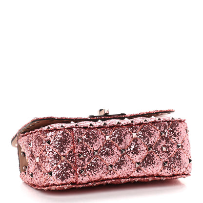 Valentino Garavani Glitter Mini Rockstud Spike Shoulder Bag Antique Pink 4 of 9