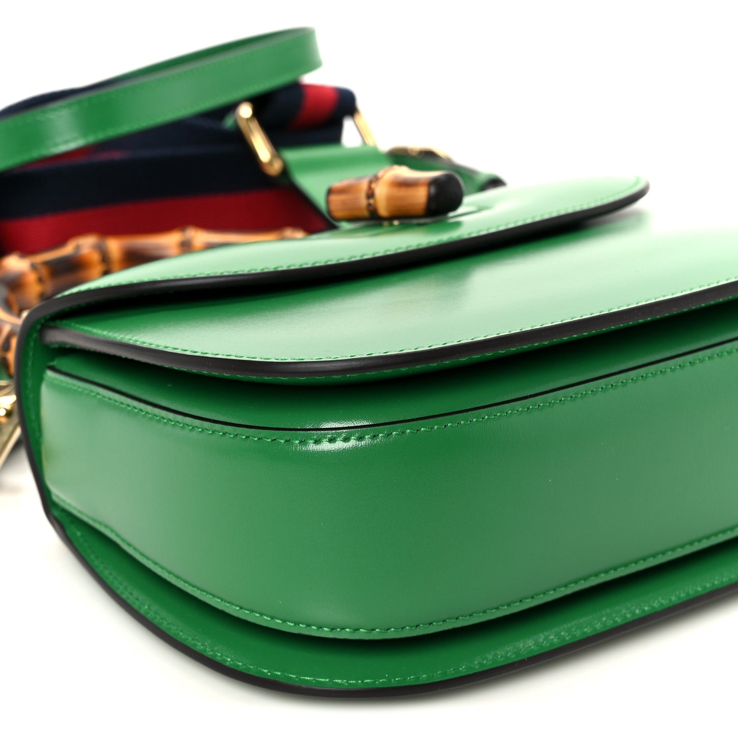 Boarded Dyana Lux Calfskin Web Small Bamboo 1947 Top Handle Bag Spring Green