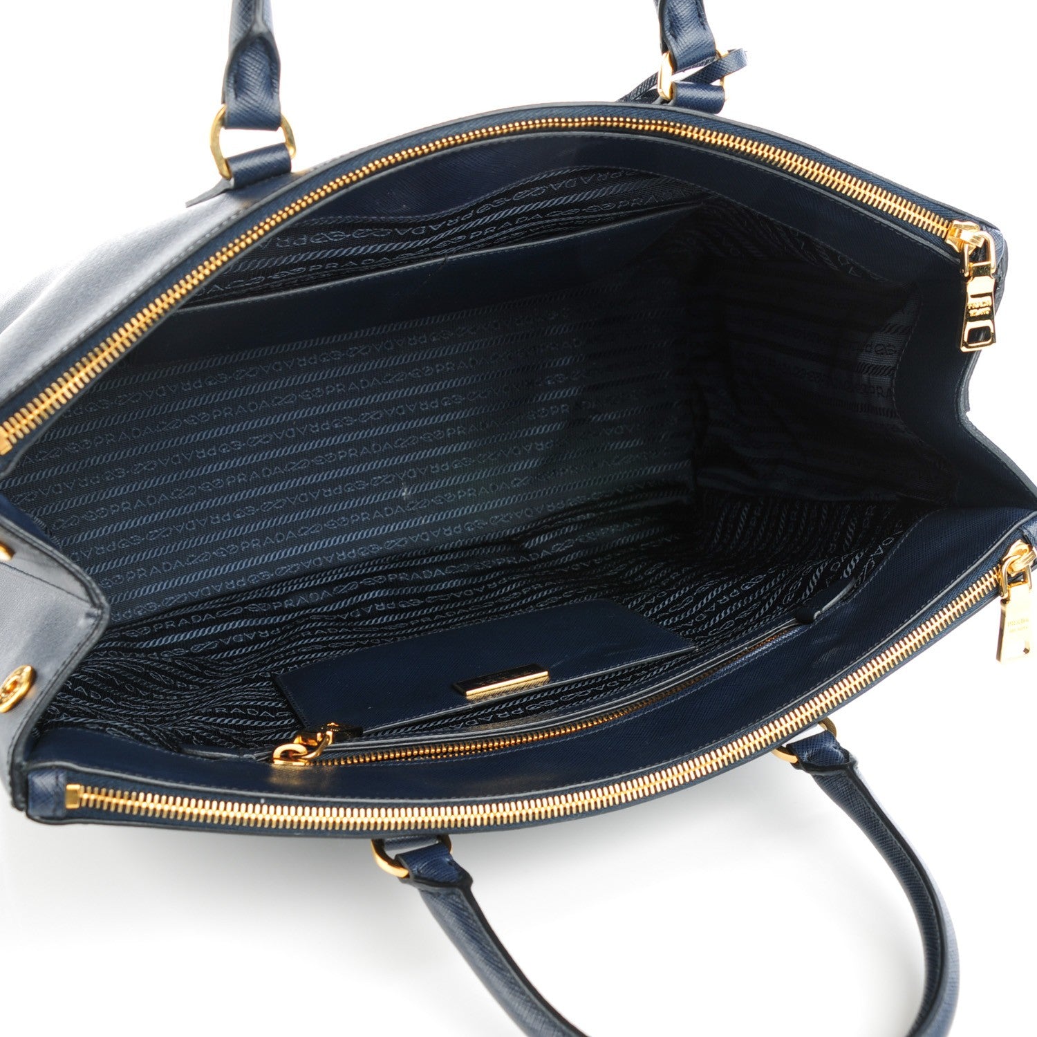 Prada Saffiano Lux Extra Large Galleria Double Zip Tote Baltico 5 of 9