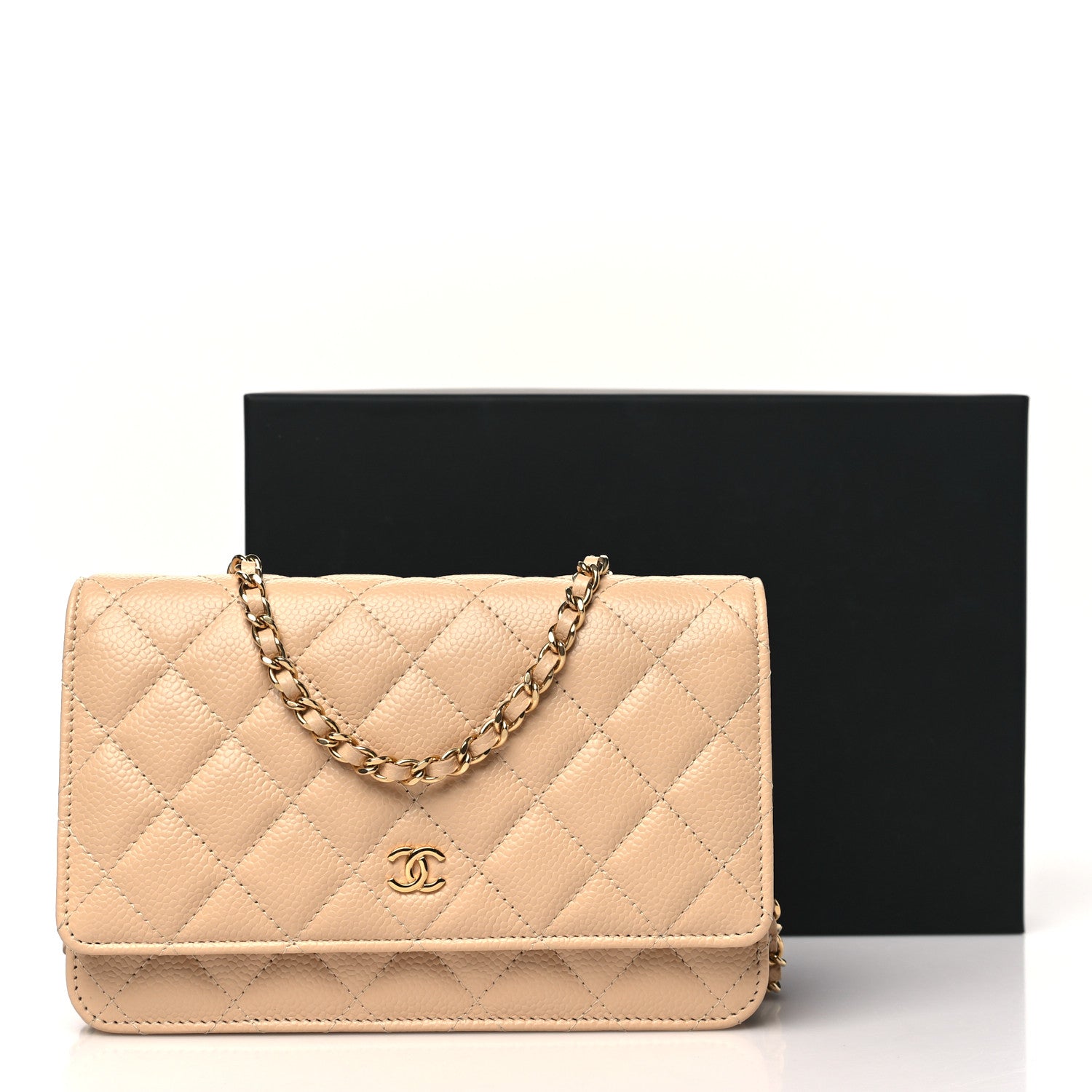 Chanel Caviar Quilted Wallet on Chain WOC Beige 12 of 12