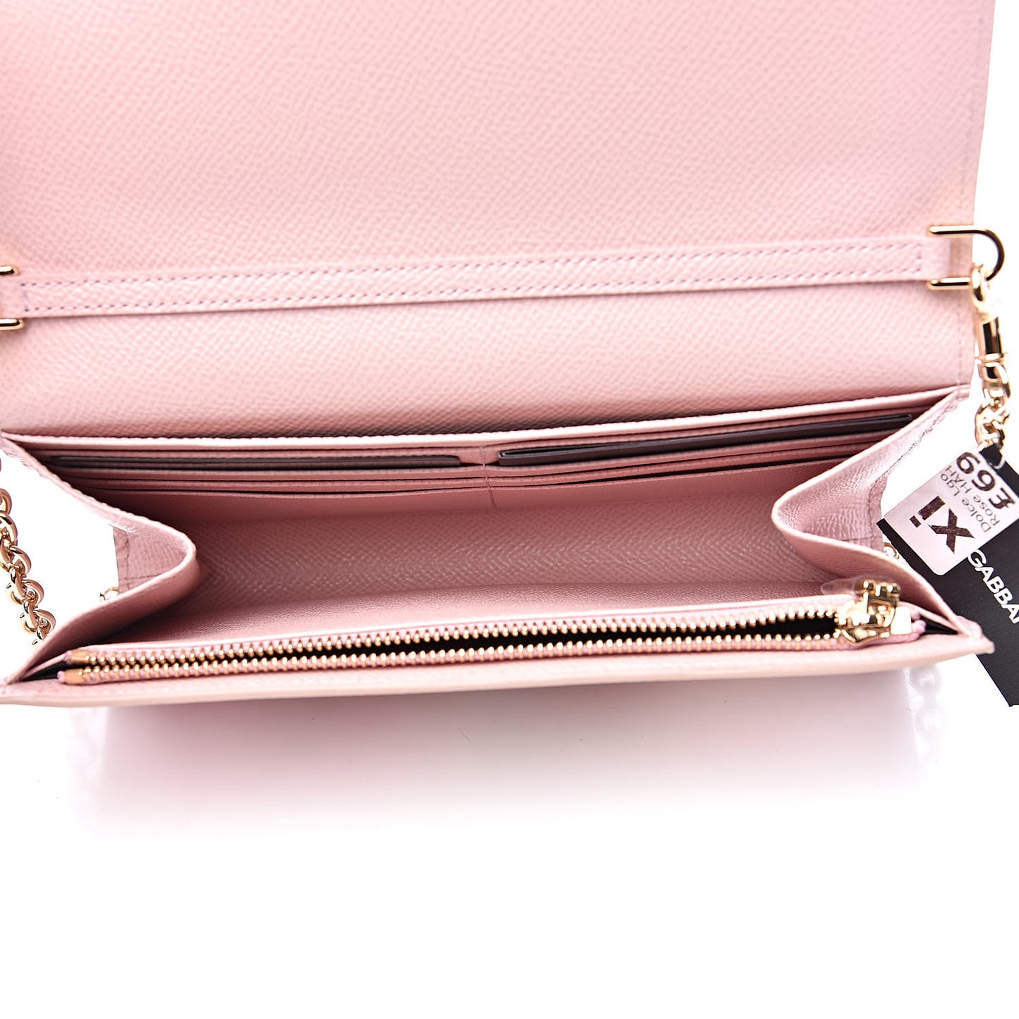 Dauphine Rose Print Wallet On Chain Pink