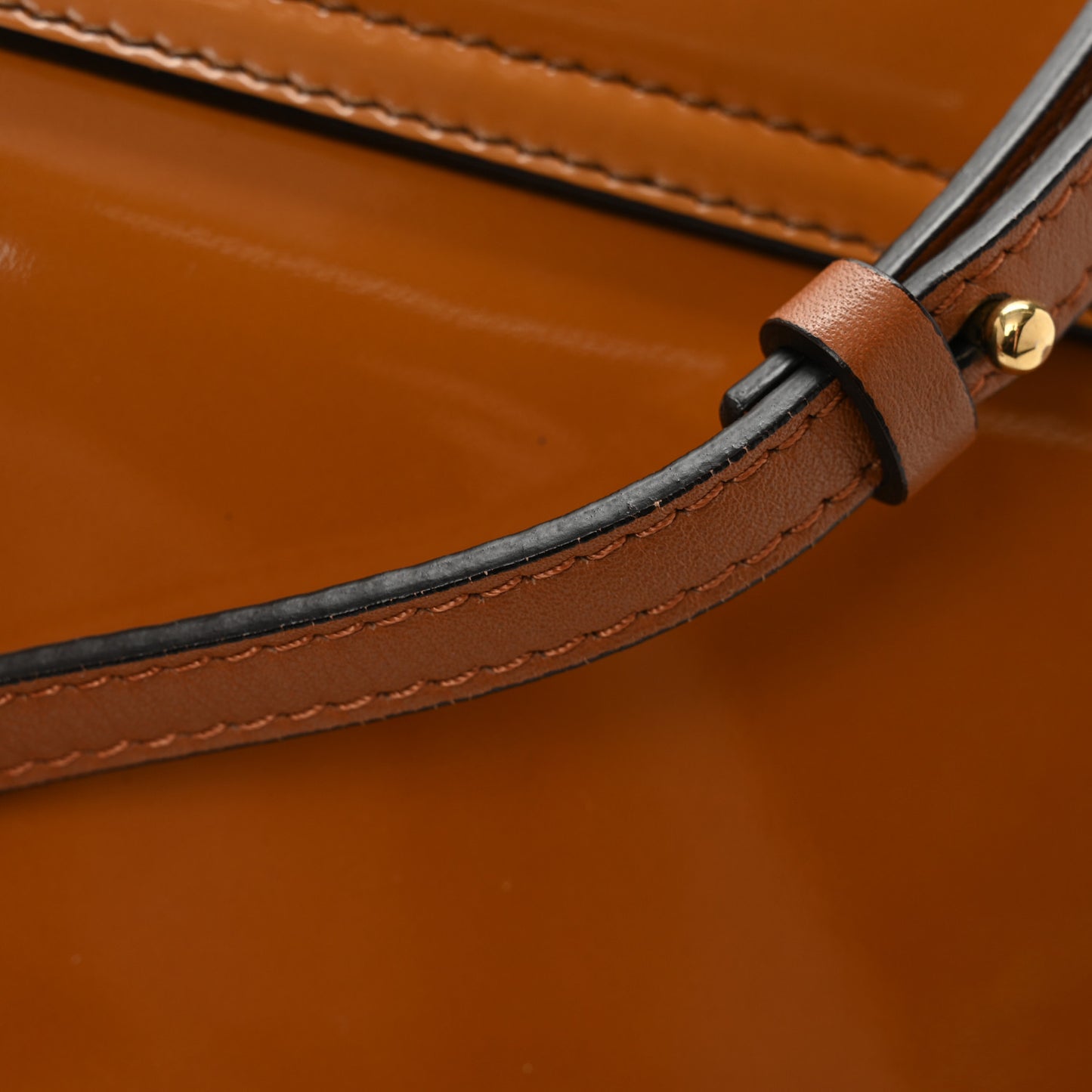 Patent Calfskin Mini Drew Bijou Shoulder Bag Caramel