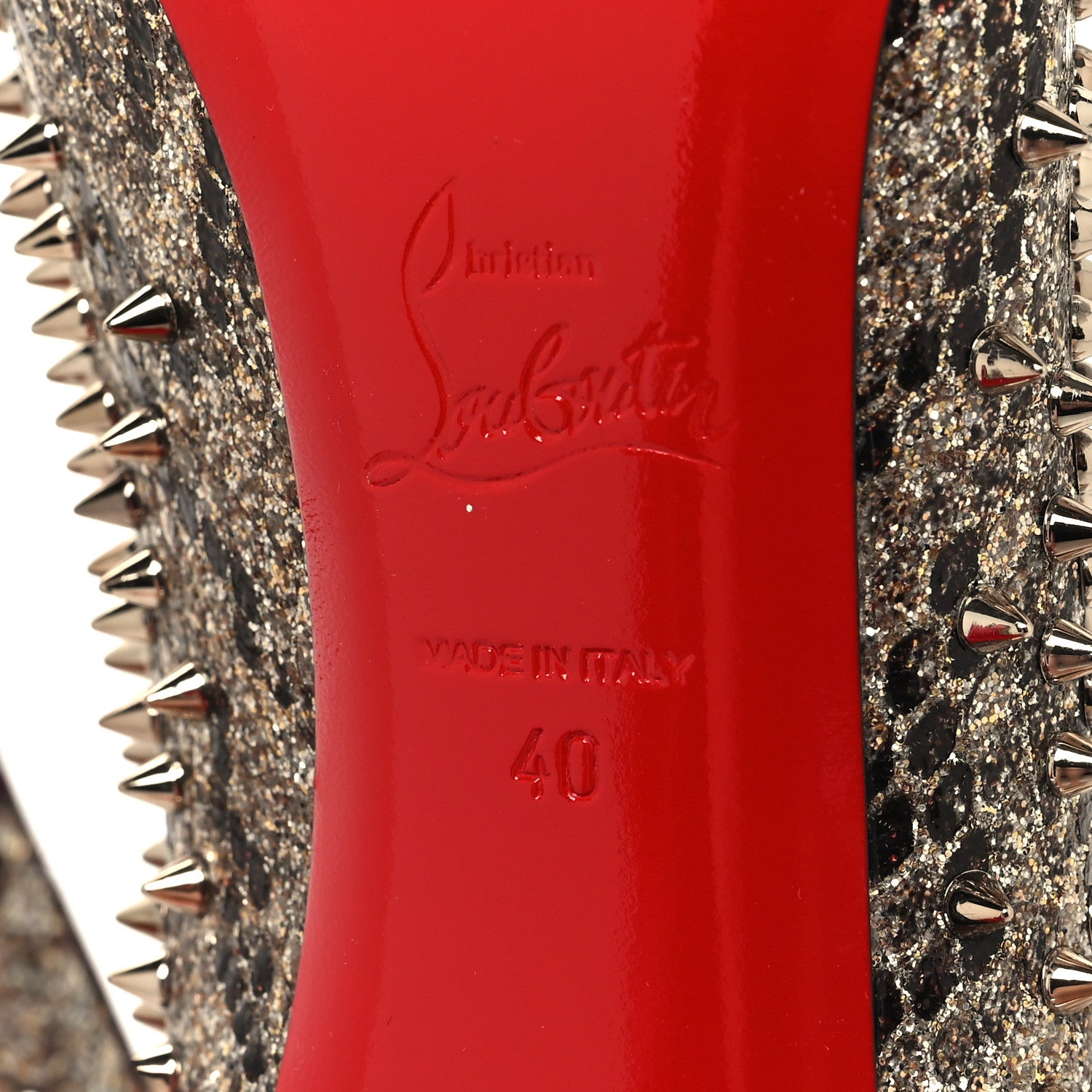 Christian Louboutin Glitter Eve Studded Escarpic 100 Pumps 40 Roccia Colombe Metal 6 of 8