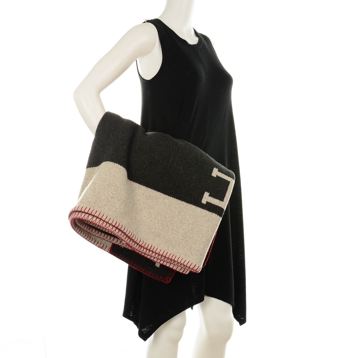 Wool Cashmere Signature Avalon Blanket Gris Fonce Ecru