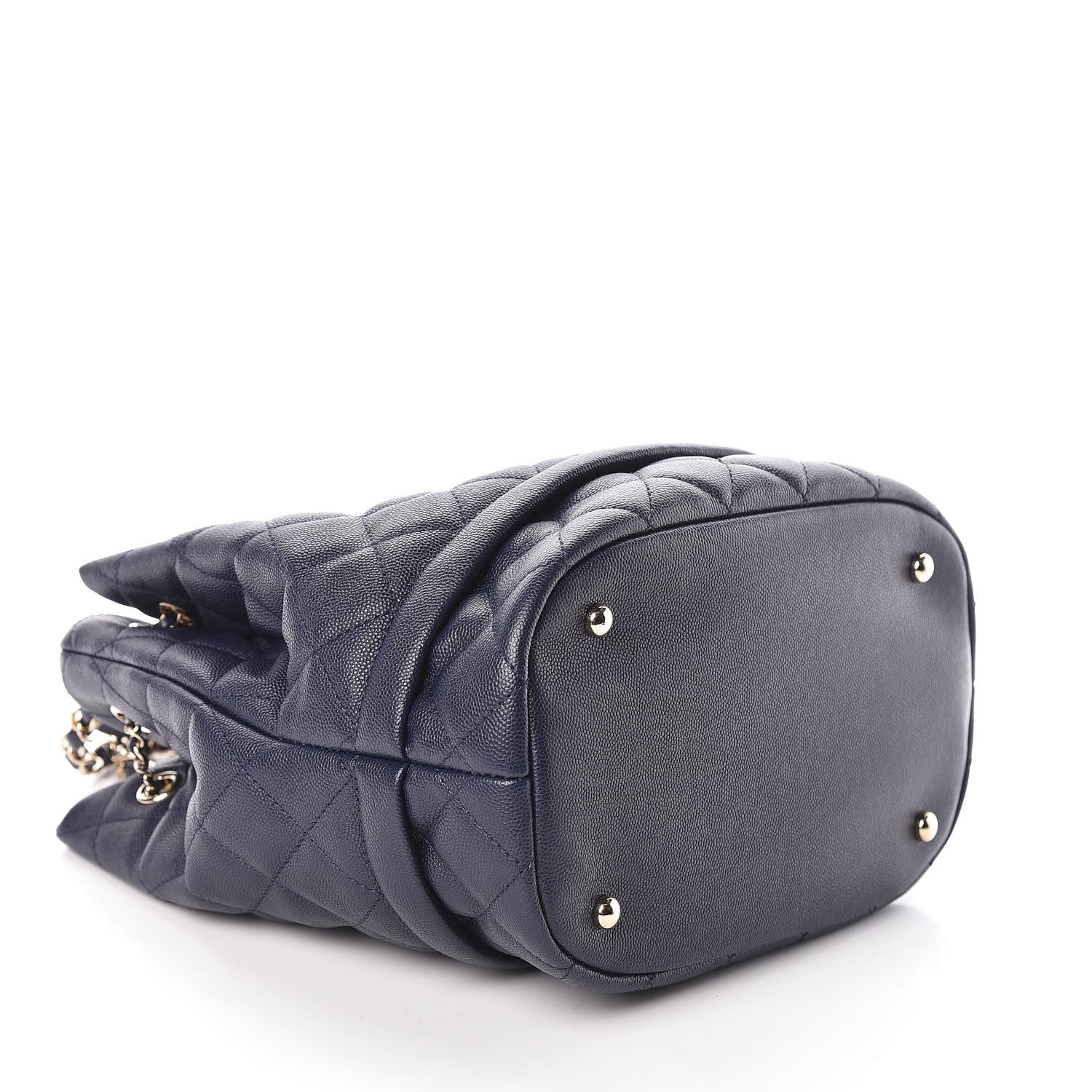 Chanel Caviar Quilted Rolled Up Bucket Drawstring Bag Navy 4 of 11