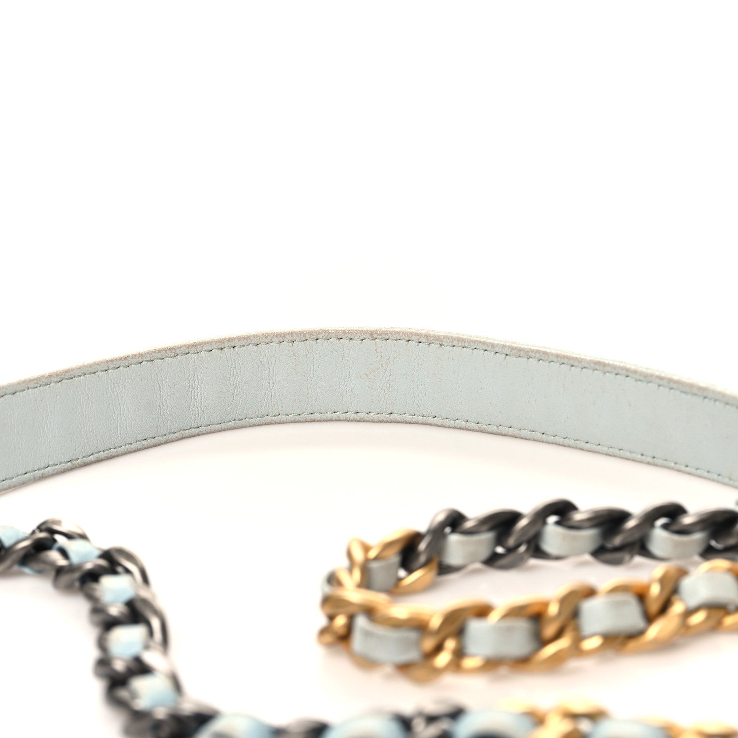 Chanel Lambskin Quilted Chanel 19 Wallet On Chain WOC Light Blue 13 of 16