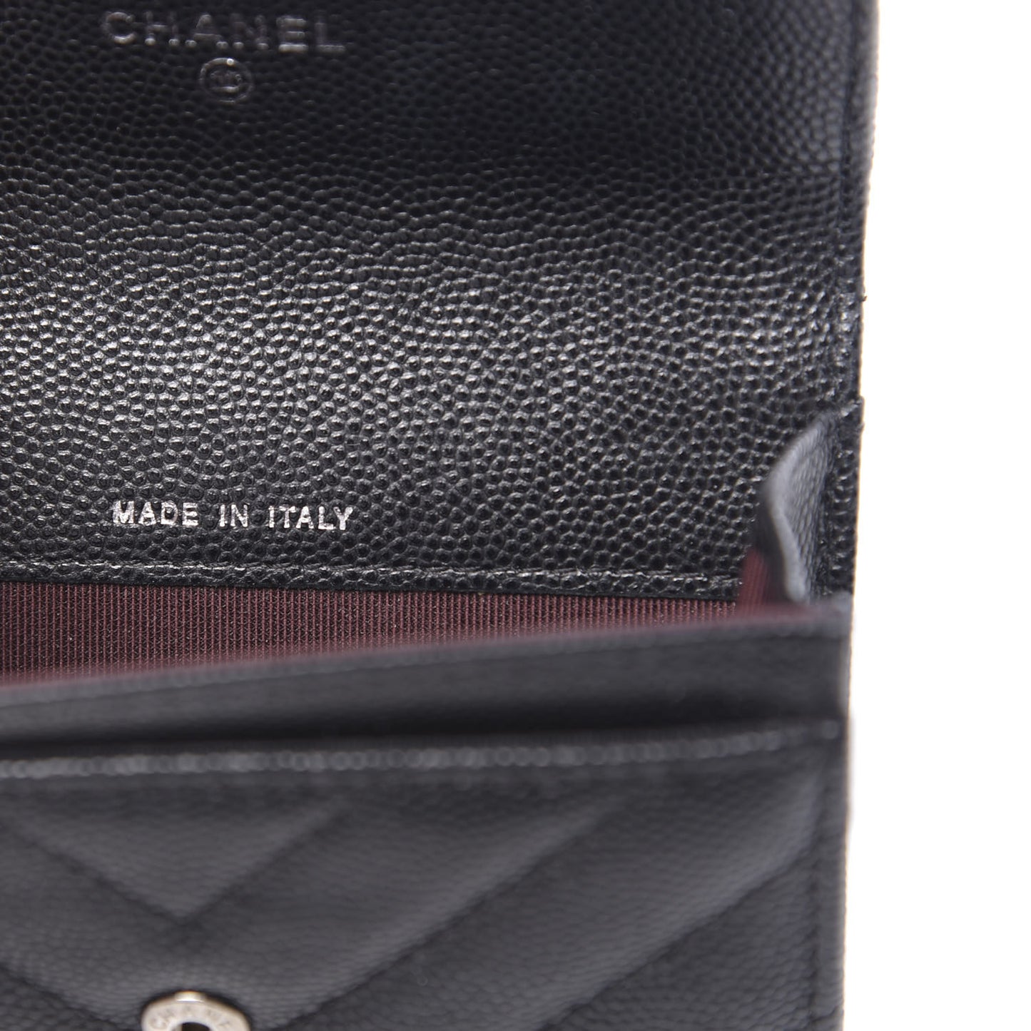 Caviar Chevron Quilted Flap Card Holder Black