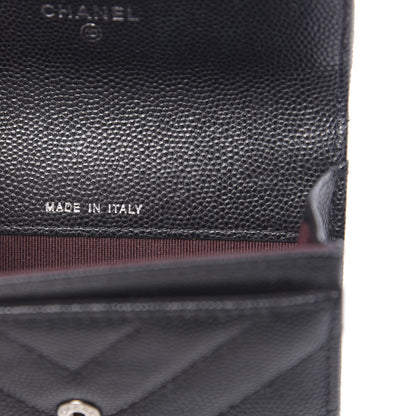 Chanel Caviar Chevron Quilted Flap Card Holder Black 7 of 9