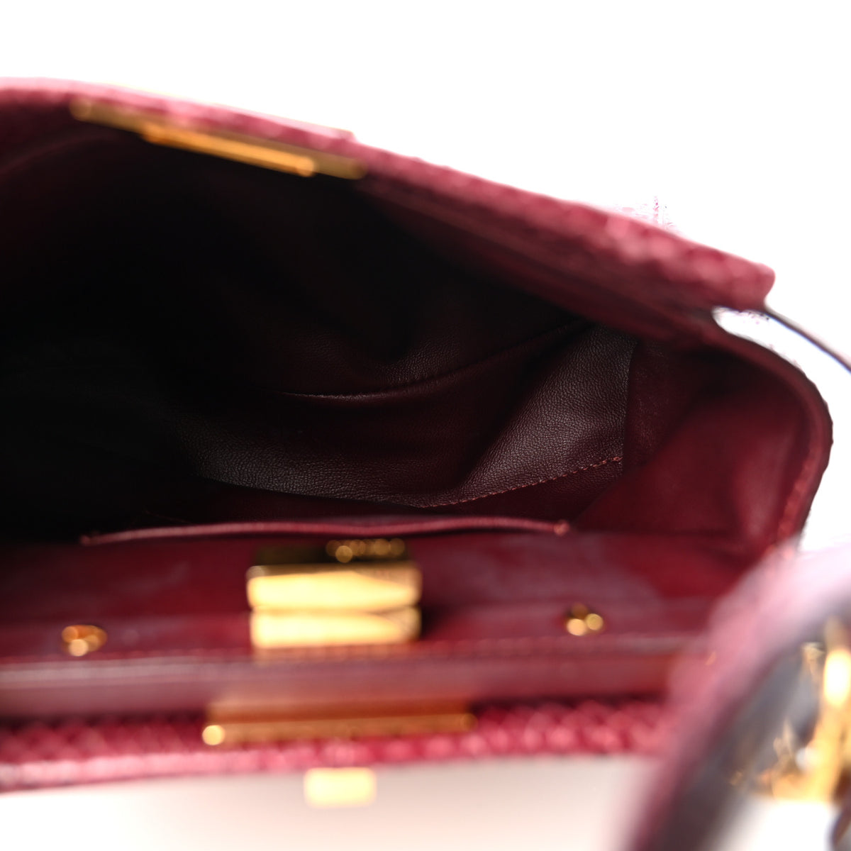 Fendi Snakeskin Shiny Nappa Mini Peekaboo Iconic Satchel Red 6 of 12