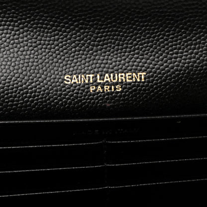 Saint Laurent Grain De Poudre Matelasse Chevron Monogram Flap Wallet Black 6 of 8