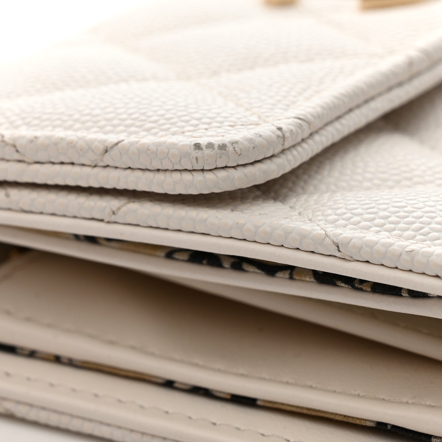 Chanel Caviar Quilted Striated CC Medium Flap Wallet White 10 of 13
