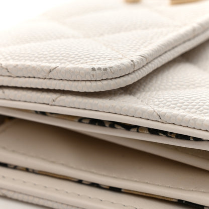 Chanel Caviar Quilted Striated CC Medium Flap Wallet White 10 of 13