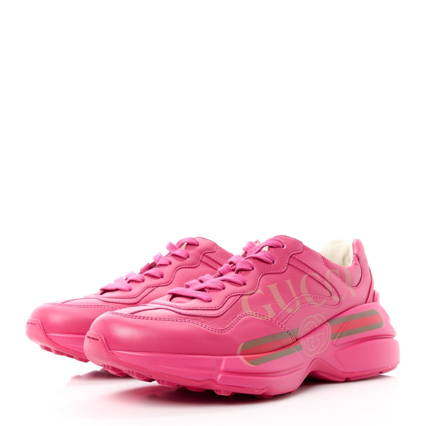 Calfskin Logo Mens Rhyton Sneakers 37.5 Box Pink