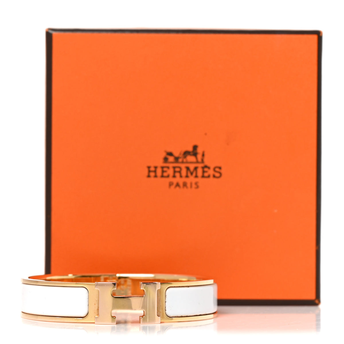 Enamel Narrow Clic Clac H Bracelet PM White