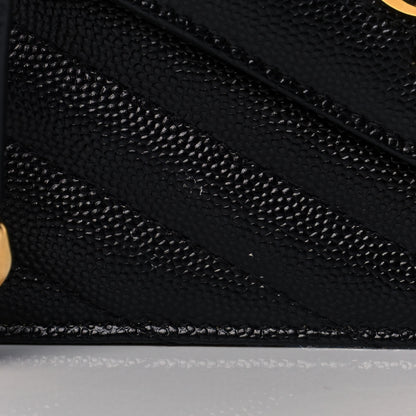 Saint Laurent Grain De Poudre Matelasse Chevron Monogram Envelope Chain Wallet Black 13 of 14